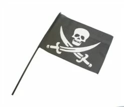 Piraten Vlag Aan Stok, L=63 Cm (vlag = 40x29 Cm)