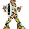 Hippie Flower Power 4-dlg (blouse, Broek, Vest, Hoofdband)