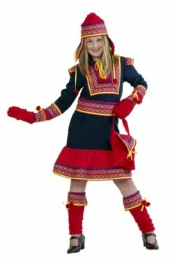 Laplandse 5-dlg (jurk, Ceintuur, Muts, Handschoenen, Beenwarmers)