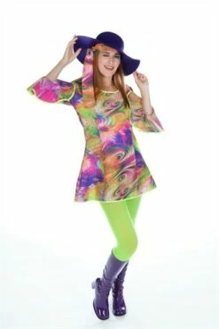 Flower Power Jurk Disco (jurk,hoofdband)