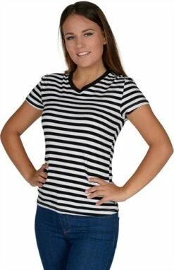 T-Shirt Gestreept Girlie Zwart/wit