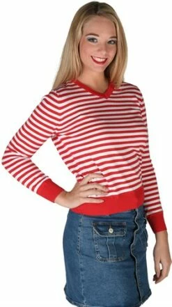 Gestreepte Trui Rood/wit Lady