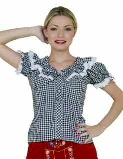 Tirolerblouse Oktoberfeest Zwart/wit
