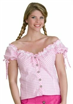 Tirolerblouse Oktoberfeest Roze/wit