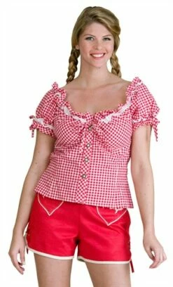 Tirolerblouse Oktoberfeest Rood/wit