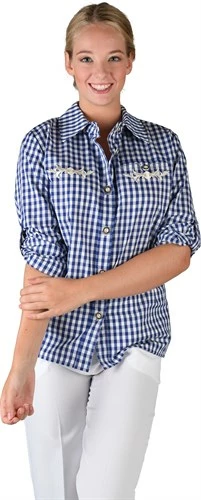 Tirolerblouse Blauw/wit