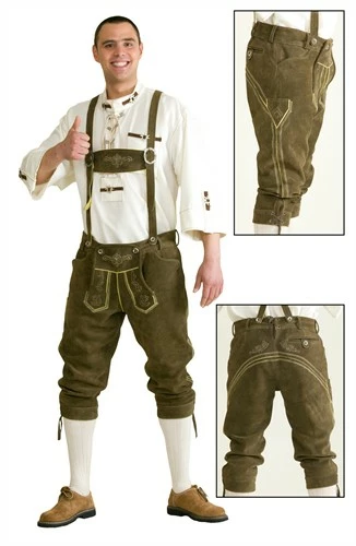 Lederhose Olijf Groen Oktoberfeest (echt Leer Met Borduursel) 3 Lederhose Olijf Groen Oktoberfeest (echt Leer Met Borduursel)