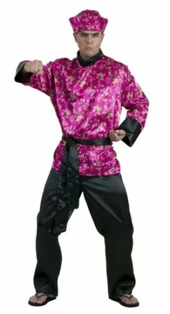 Japanner (cerise) 3-dlg (broek / Blouse / Ceintuur)