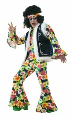 Hippie Flower Power 4-dlg (blouse, Broek, Vest, Hoofdband) -KARNEVALSWIERTS Winkel ka6959 1