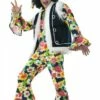 Hippie Flower Power 4-dlg (blouse, Broek, Vest, Hoofdband) -KARNEVALSWIERTS Winkel ka6959