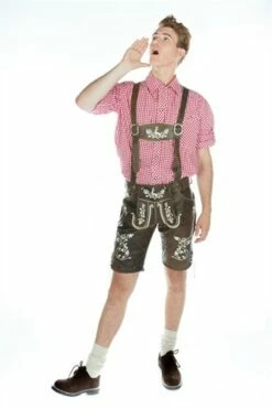 Lederhose Oktoberfeest Bruin Echt Leer Met Borduursel