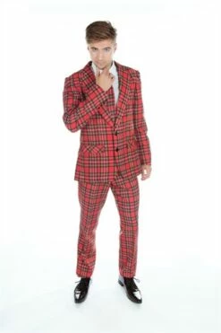 Jas Rood Geruit Slim Fit